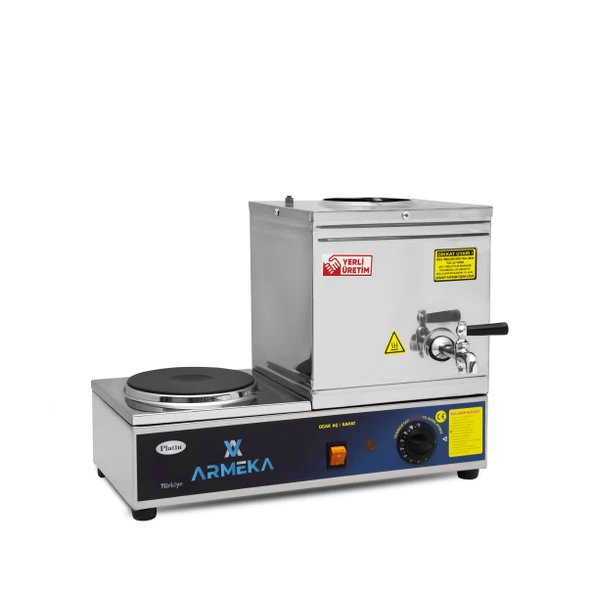 Armeka Platin Elektrikli 10 Litre Pleytli Çay Kazanı & Kahveci Kazanı & Kahve Çay Oçağı Inox Sanayi Tipi ürün görseli 1