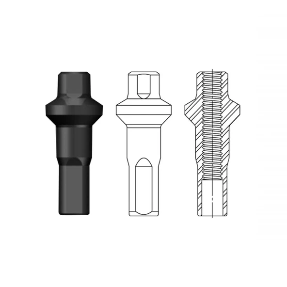 Sapim Polyax Brass Square Double Secure Lock Jant Teli Başlığı 16mm Siyah - Resim 7