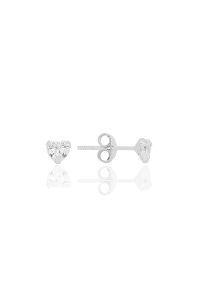 Gümüş zirkon taşlı, kalp kesim 4 mm tektaş küpe SGTL12739RODAJ ürün görseli 1
