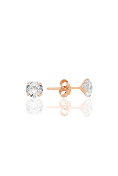 Gümüş zirkon taşlı,rose yuvarlak kesim 5 mm tektaş küpe SGTL12746ROSE ürün görseli 1