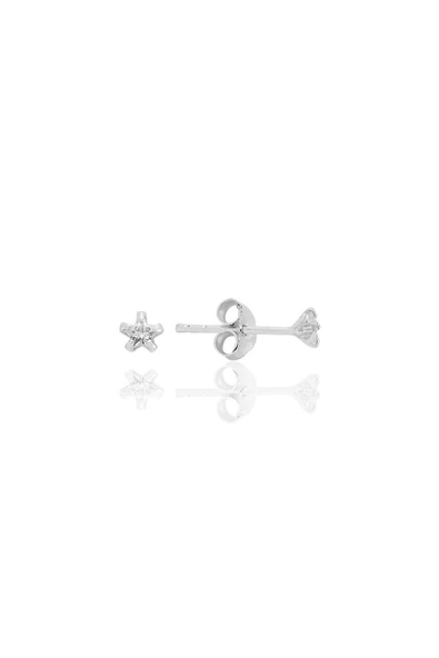 Gümüş zirkon taşlı, yıldız kesim 3 mm tektaş küpe SGTL12735RODAJ ürün görseli 1