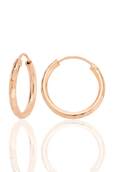 Gümüş rose lazer kesimli 18 mm halka küpe SGTL12749ROSE ürün görseli 1