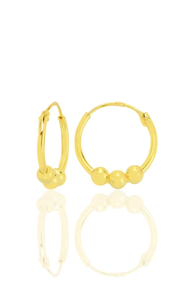 Gümüş altın yaldızlı 14 mm italyan toplu halka küpe  SGTL12755GOLD ürün görseli 1