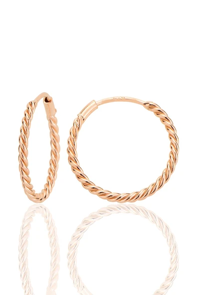 Gümüş rose 18 mm sık burgu halka küpe SGTL12752ROSE ürün görseli 1