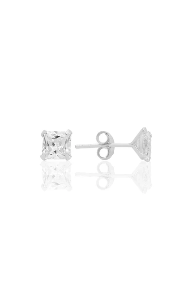 Gümüş zirkon taşlı,kare (Prenses) kesim 5 mm tektaş küpe SGTL12743RODAJ ürün görseli 1