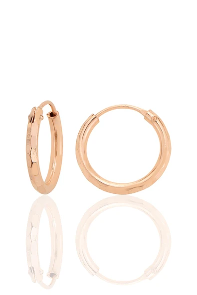 Gümüş rose lazer kesimli 16 mm halka küpe SGTL12748ROSE ürün görseli 1