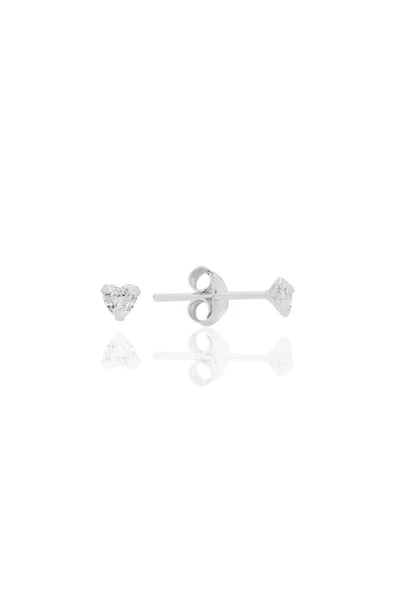 Gümüş zirkon taşlı, kalp kesim 3 mm tektaş küpe SGTL12738RODAJ ürün görseli 1