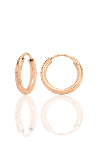 Gümüş rose lazer kesimli 14 mm halka küpe SGTL12747ROSE ürün görseli 1