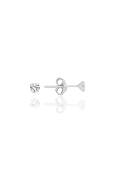 Gümüş zirkon taşlı, yuvarlak kesim 3 mm tektaş küpe SGTL12744RODAJ ürün görseli 1