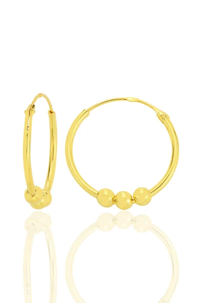 Gümüş altın yaldızlı 18 mm italyan toplu halka küpe  SGTL12757GOLD ürün görseli 1