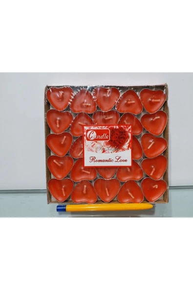 50'li Kırmızı Kalpli Tealight Mum 1,5 Saat Yanar (Masa, Yer Süsleme Organizasyon) ürün görseli 1
