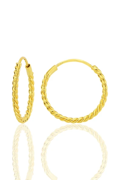 Gümüş altın yaldızlı 18 mm sık burgu halka küpe SGTL12752GOLD ürün görseli 1