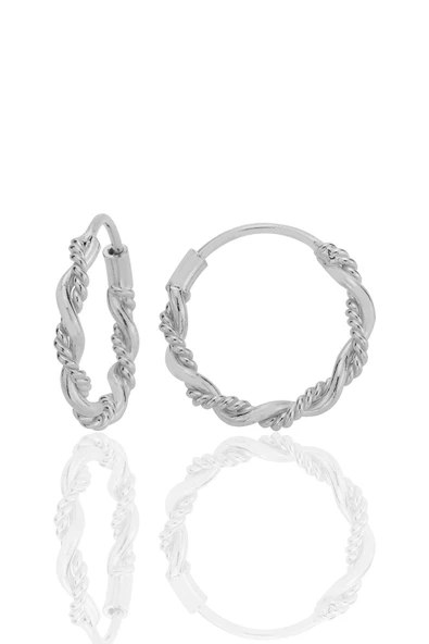 Gümüş işlemeli çift burgulu 16 mm halka küpe SGTL12750RODAJ ürün görseli 1