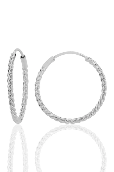 Gümüş 20 mm sık burgu halka küpe SGTL12753RODAJ ürün görseli 1