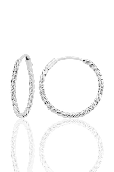 Gümüş 18 mm sık burgu halka küpe SGTL12752RODAJ ürün görseli 1