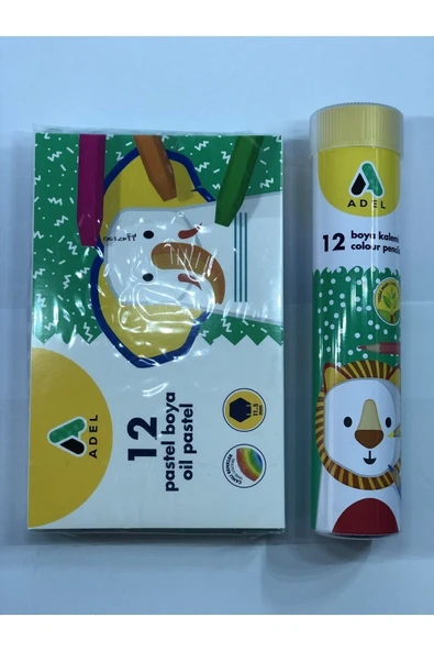 2'li Boyama Seti 1 Adet 12'li pastel Boya 1 Adet 12'li Tam Boya KuruBoya Metal Kutu ürün görseli 1