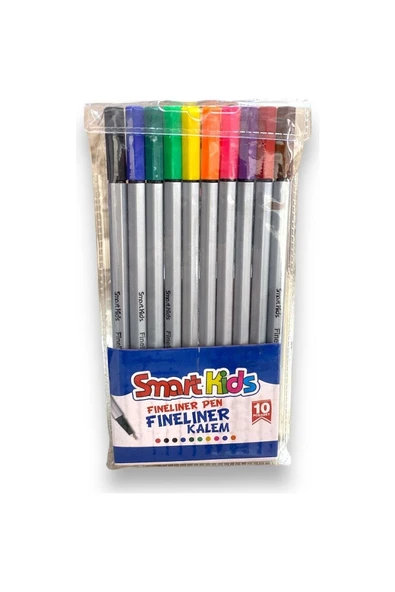 Smart Kids Fineliner Kalem (İnce Uçlu Keçeli Kalem) 10 Renk Pvc Paket ürün görseli 1