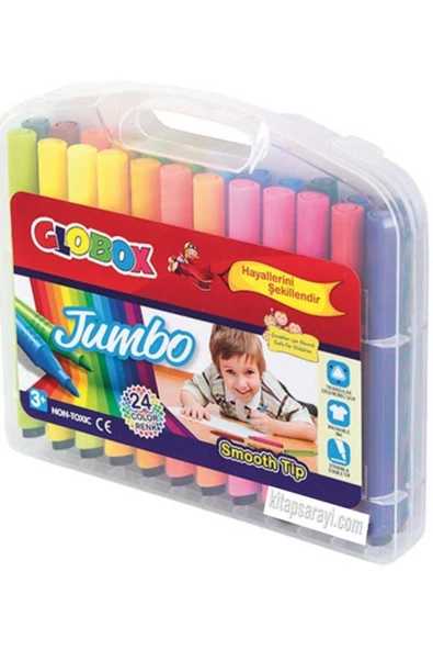 Jumbo Üçgen Keçeli Kalem Plastik Kutu 24 Renk ürün görseli 1