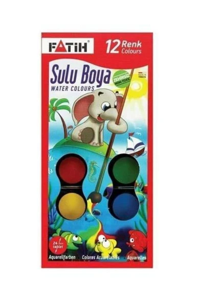 Sulu Boya 12 Renk Yerli Üretin 12'li Sulu Boya+sulu Boya Fırçası Hediyeli ürün görseli 1