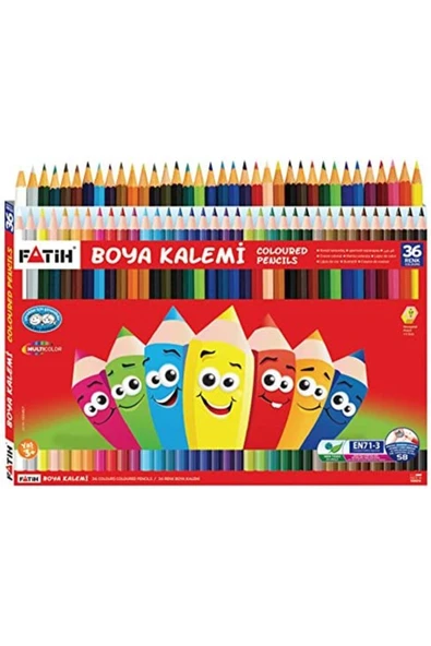 36'lı Tam Boy Okul Kuru Boya Kalemi Karton Kutu / 33245 ürün görseli 1
