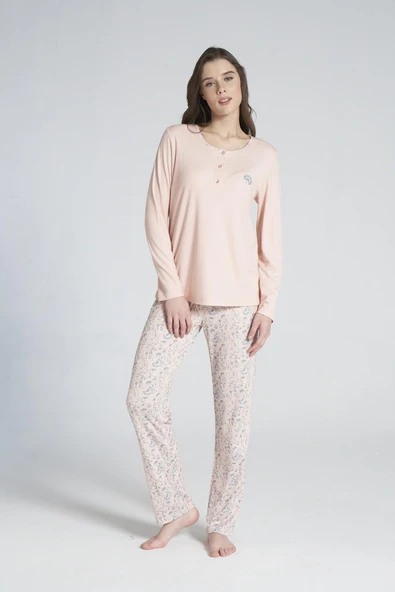 Gd Goldoremi 1718 Kadın Düğmeli Uzun Kollu Pijama Takımı ürün görseli 1