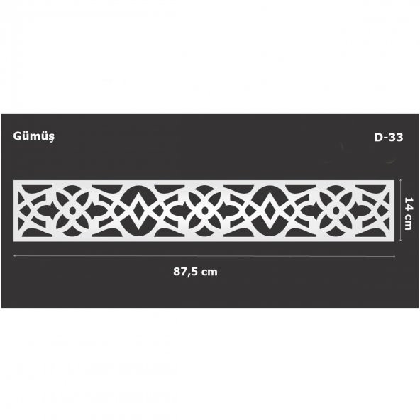 D-33 Gümüş 87,5 x 14 cm Sibu Aynalı Pleksi Mobilya Dolap Süsü ürün görseli 1