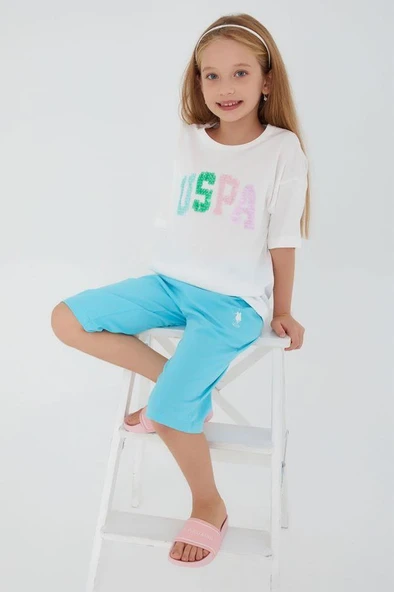 U.S. Polo Assn. 1401 Kız Çocuk Yarım Kollu Kapri Pijama Takım ürün görseli 1