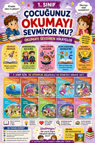 1. ve 2.Sınıf Okumayı Sevdiren 10 lu Hikaye Seti  (32 sayfa) ürün görseli 1