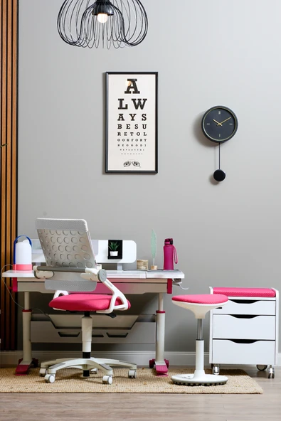 Creo Mobili Yükseklik ve Eğim Ayarlı, Sirius Premium Bilgisayar ve Çalışma Masası Takımı Beyaz/Fuşya ürün görseli 1