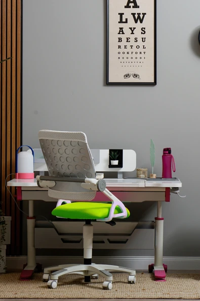 Creo Mobili Yükseklik ve Sırt Ayarlı Sirius Çalışma Sandalyesi Ofis, Bilgisayar Koltuğu Beyaz/Yeşil ürün görseli 1