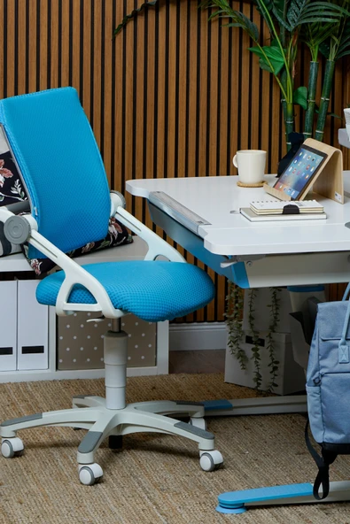 Creo Mobili Yükseklik ve Sırt Ayarlı Sirius Çalışma Sandalyesi Ofis ve Bilgisayar Koltuğu Mavi/Mavi ürün görseli 1