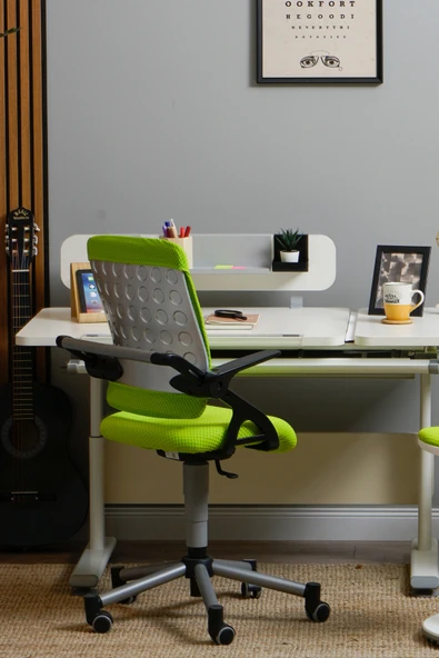 Creo Mobili Yükseklik ve Sırt Ayarlı Vega Çalışma Sandalyesi, Ofis ve Bilgisayar Koltuğu Yeşil/Yeşil ürün görseli 1