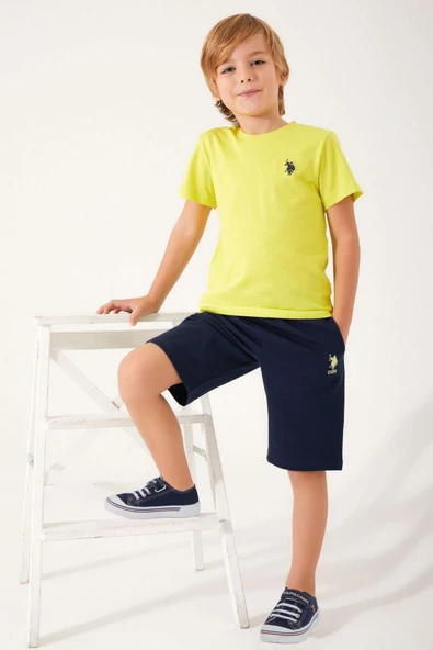 U.S. Polo Assn. 1354 Erkek Çocuk Live Naturals Limon Bermuda Takımı ürün görseli 1