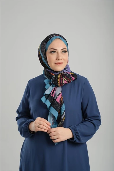 Bebe Mavisi Desenli Şal Kesik Elyaf Pamuksu Etnik Dijital Baskılı 202124_11 ürün görseli 1