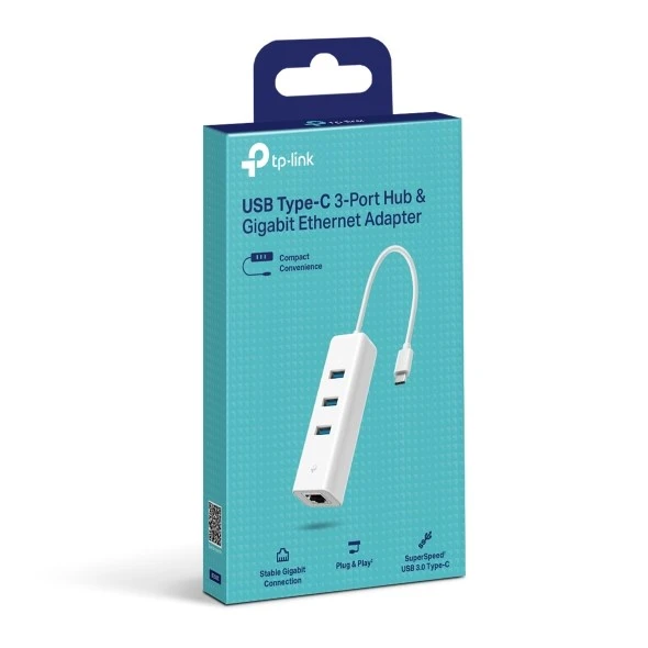 TP-LINK UE330C USB Type-C 3-Port Hub ve Gigabit Ethernet Adaptörü - Resim 3