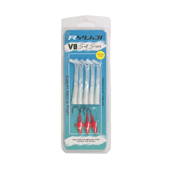 Ryuji V8 Salt 8cm 5,5gr Silikon Yem Renk : Red Head White Silver ürün görseli 1