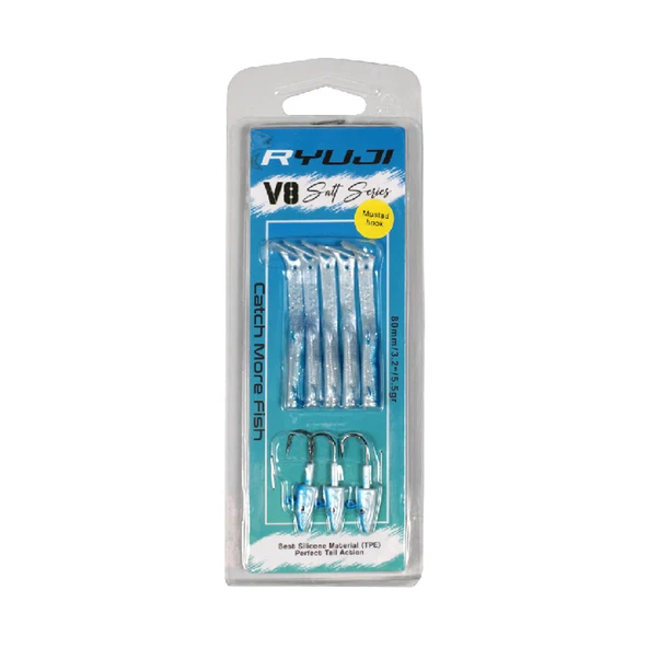 Ryuji V8 Salt 8cm 5,5gr Silikon Yem Renk : Blue ürün görseli 1