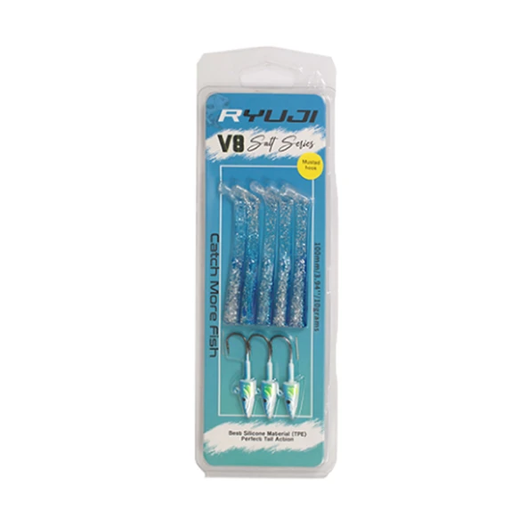 Ryuji V8 Salt 8cm 5,5gr Silikon Yem Renk : Blue Glitter ürün görseli 1