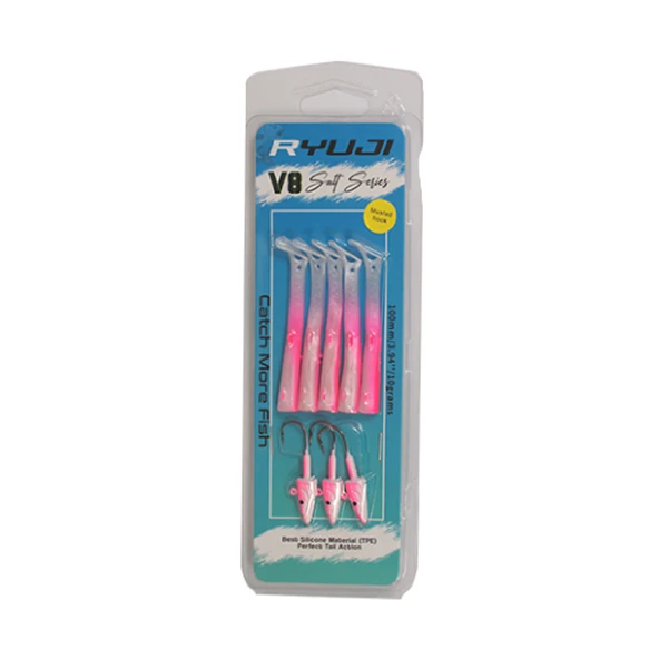 Ryuji V8 Salt 10cm 10gr Silikon Yem Renk : Pink UV ürün görseli 1