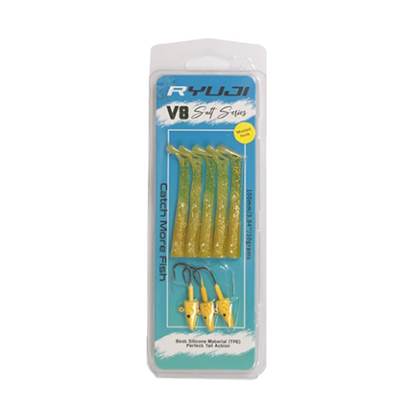 Ryuji V8 Salt 10cm 10gr Silikon Yem Renk : Chartreuse Glow ürün görseli 1