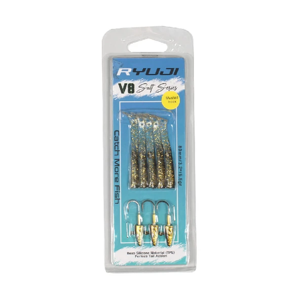 Ryuji V8 Salt 8cm 5,5gr Silikon Yem Renk : Black Gold ürün görseli 1