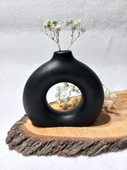 KÜÇÜK BOY DONUT VAZO SİYAH ürün görseli 1