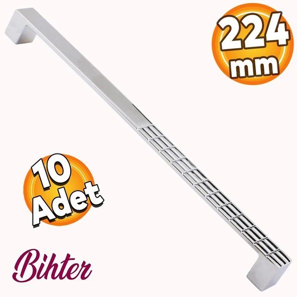 10 Adet Bihter Mobilya Mutfak Dolabı Çekmece Dolap Kapak Kulpu Kulbu Metal Krom (224 MM-22.4 CM) ürün görseli 1