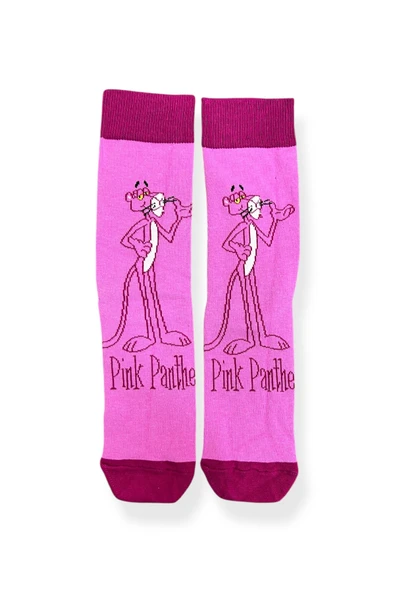 Tekli Unisex Anime Desenli Pembe Renkli Esnek Nem Alabilen Pamuklu Çorap ürün görseli 1