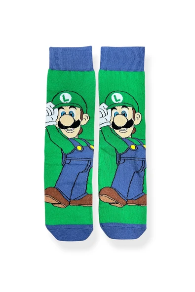 Tekli Unisex Anime Desenli Yeşil Renkli Esnek Nem Alabilen Pamuklu Çorap ürün görseli 1