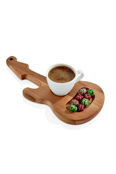 BK&TK DESİGN Kahve  Sunum Tepsisi Gitar - Ahşap Sunum Tahtası ürün görseli 1
