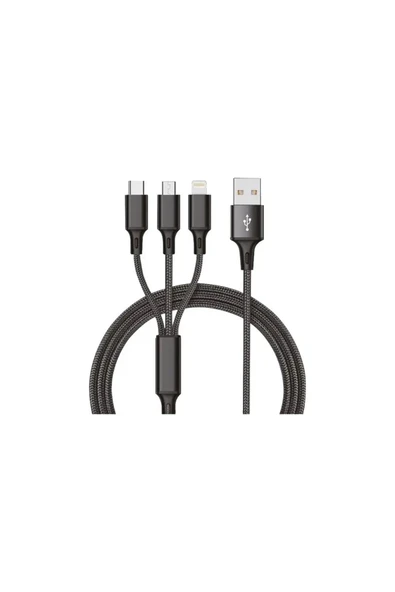 BOOD Cs-61 3'lü Araç Kiti Micro Usb , Type-c, Lightning Girişli 2 Usb'li Araç Çakmak Şarjı ürün görseli 1