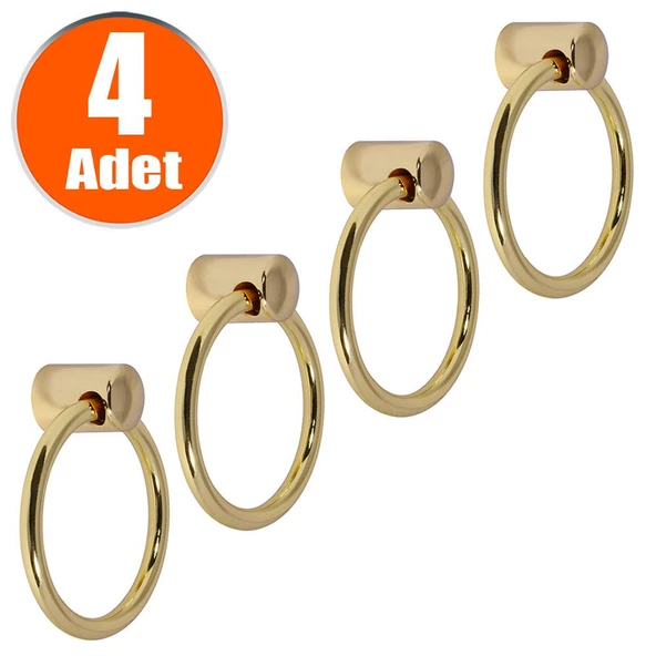 Sarkaç Dolap Dolabı Çekmece Kulpu Kulpları Kulbu Gold Metal Halka Kulp (4 ADET) Mobilya Mutfak ürün görseli 1