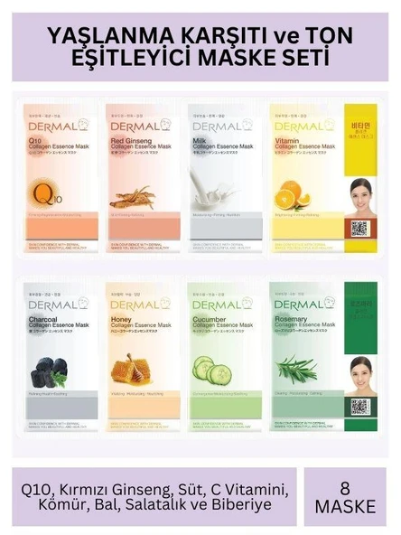 Dermal Yaşlanma Karşıtı ve Ton Eşitleyici Kolajen Maske Seti 23gr x 8Adet ürün görseli 1