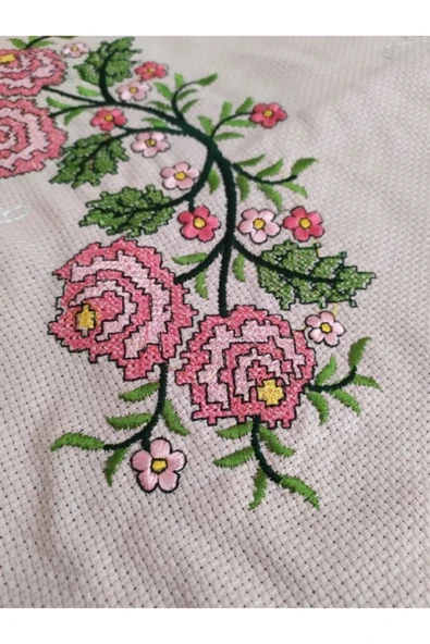 Kanaviçe Nakışlı Rose Seccade Pudra - Resim 2